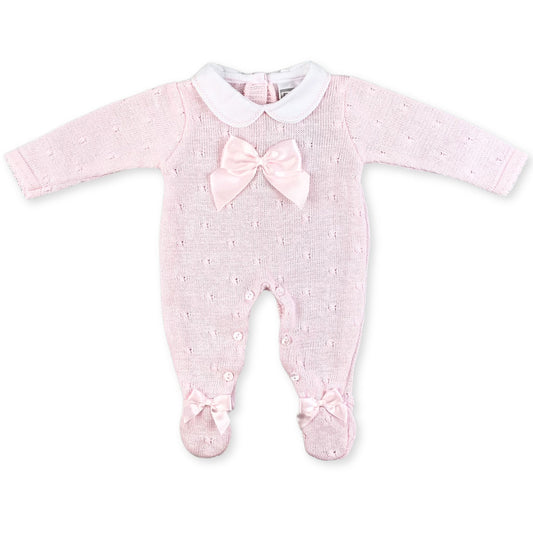 pex knitted all in one pink baby girls