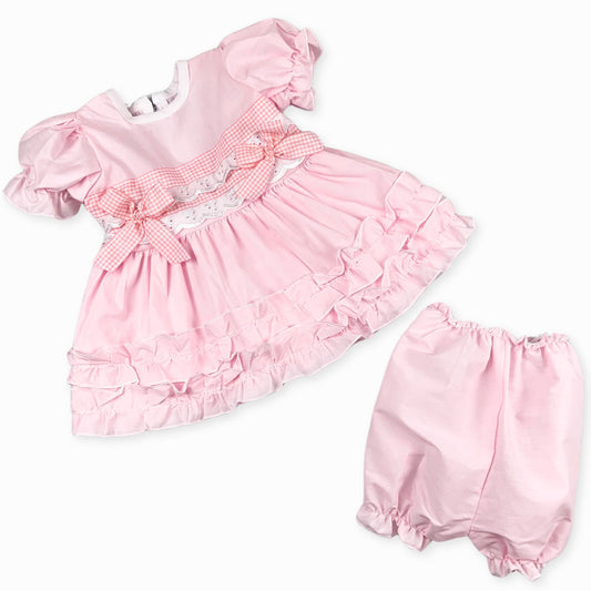 baby girls pink dress gingham 