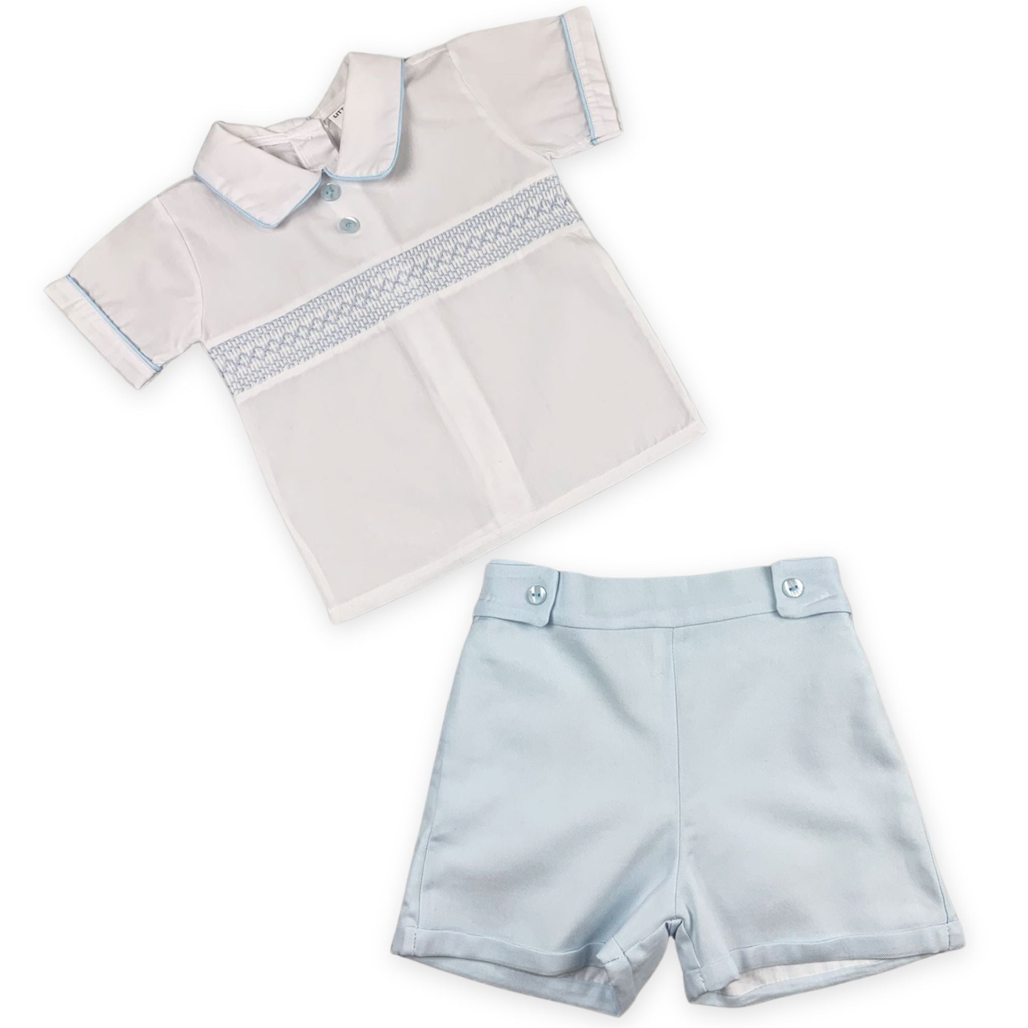 baby boys smocked shirt and shorts