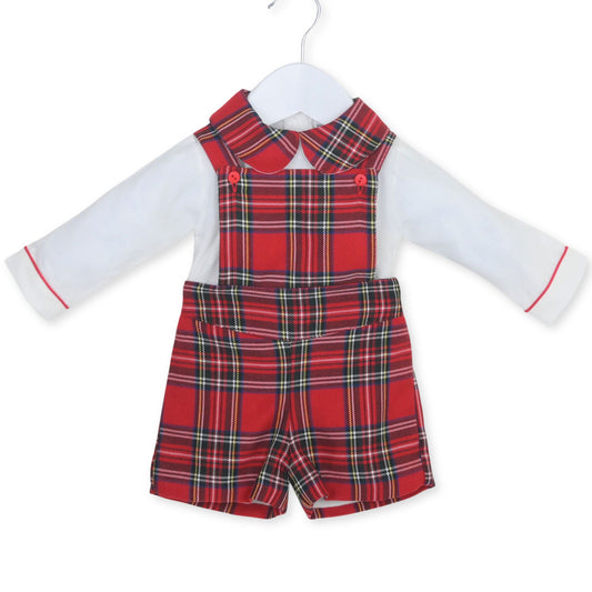 baby boys red tartan dungarees