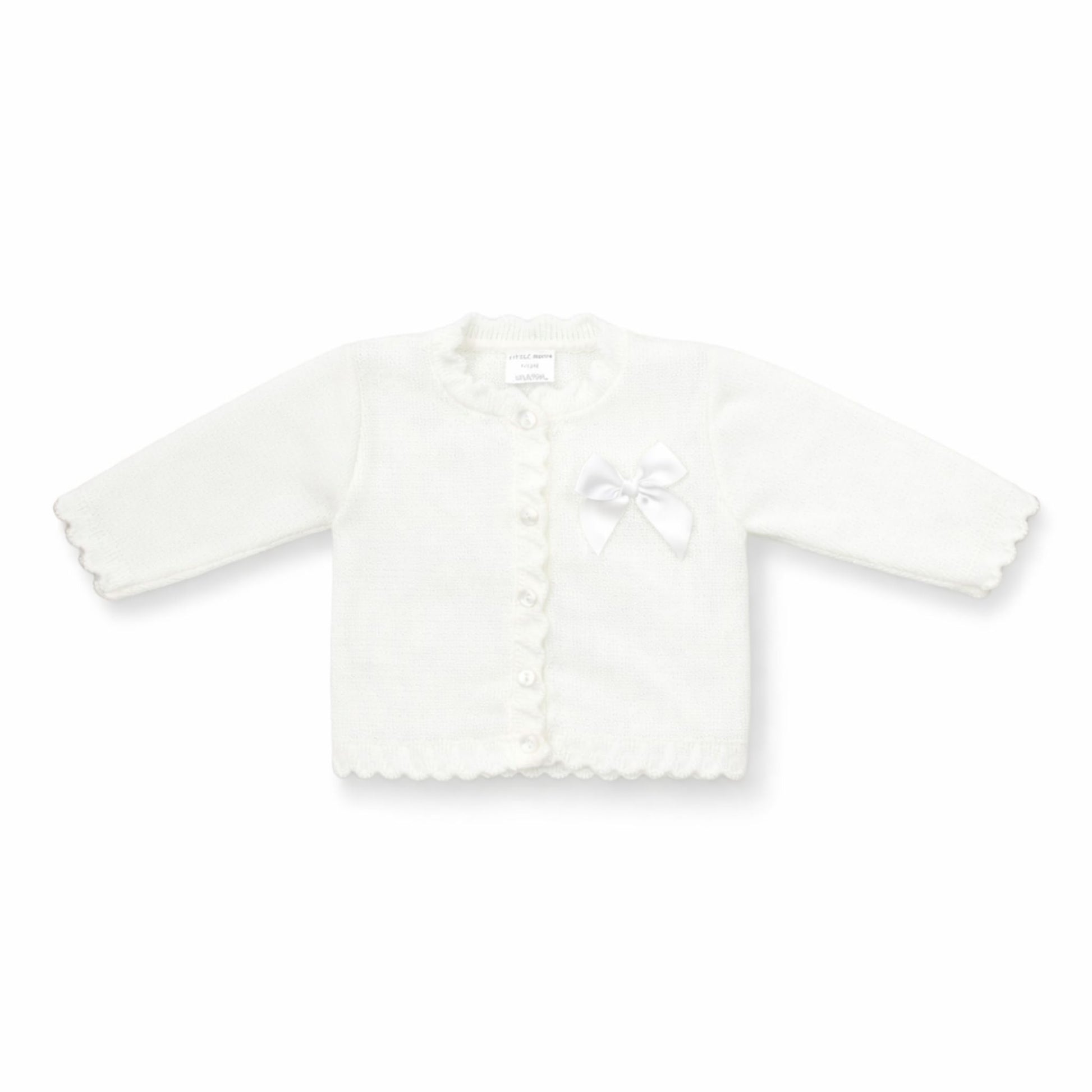 white baby girl cardigan with bow