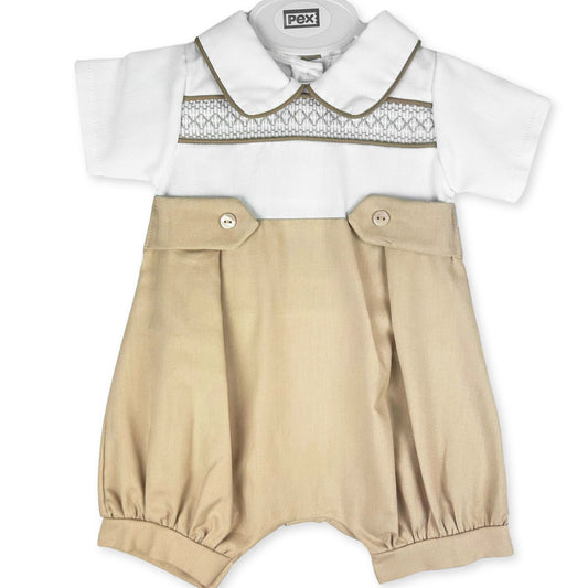 BABY BOYS BEIGE ROMPER SUMMER OUTFIT PEX