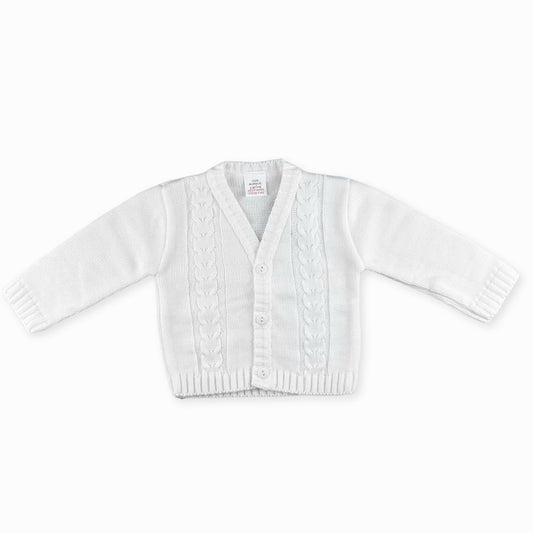 baby unisex white knitted cardigan