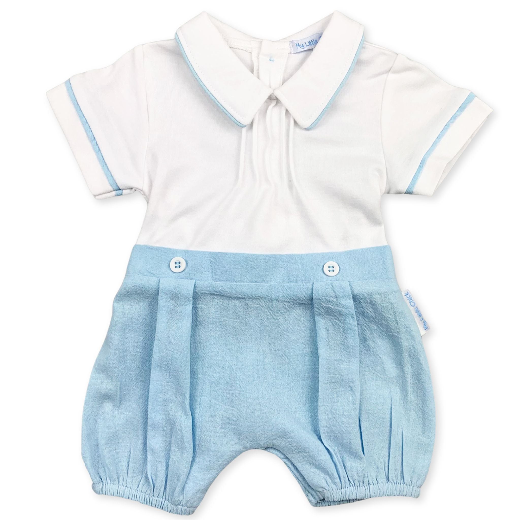 baby boys romper blue and white