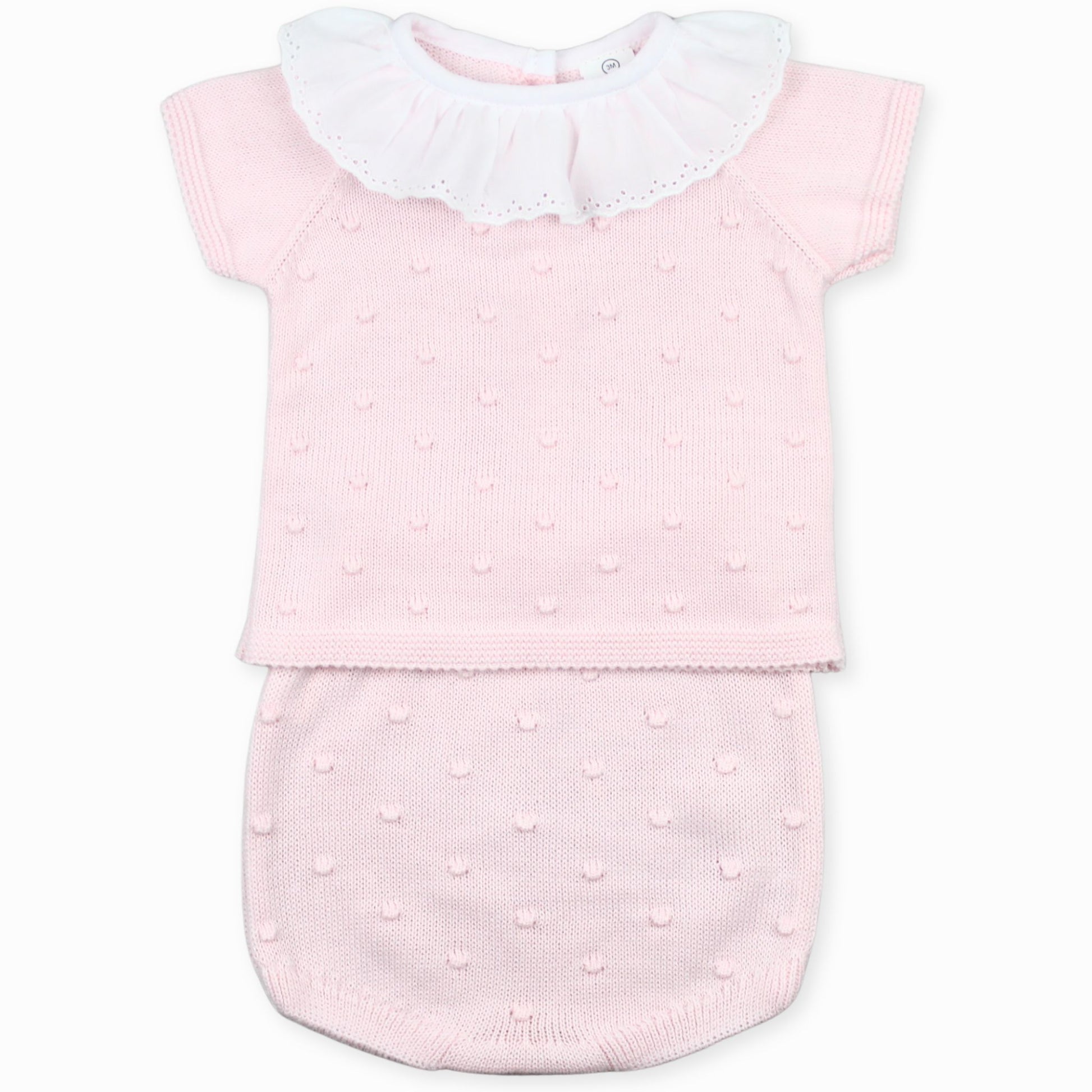 baby girls pink knitted bubble outfit
