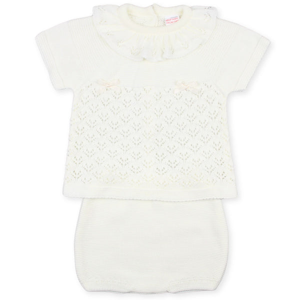 baby girls knitted cream outfit