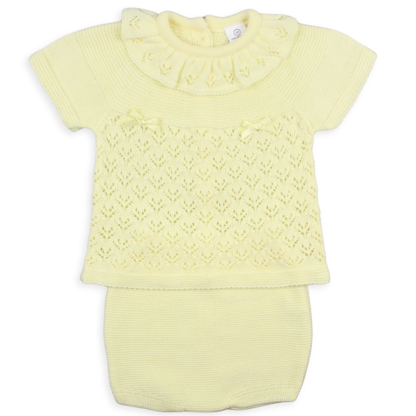 baby yellow girls knitted outfit