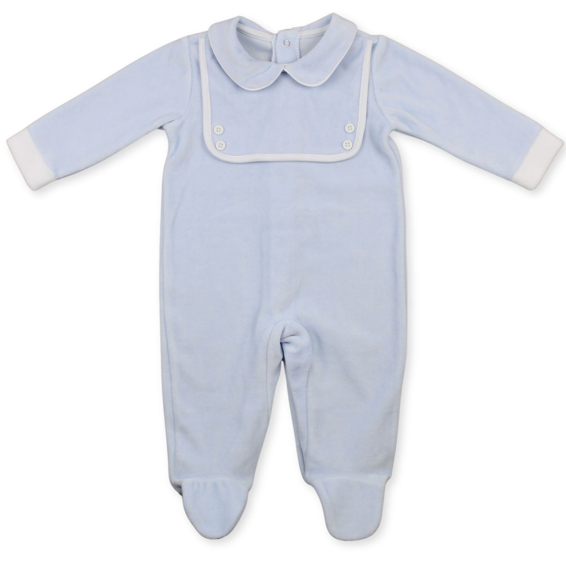 baby boys velour blue all in one