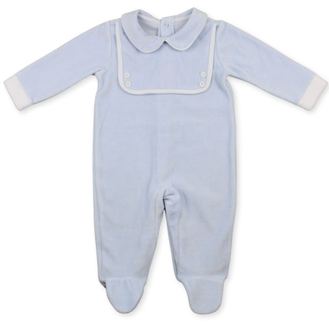 baby boys velour blue all in one