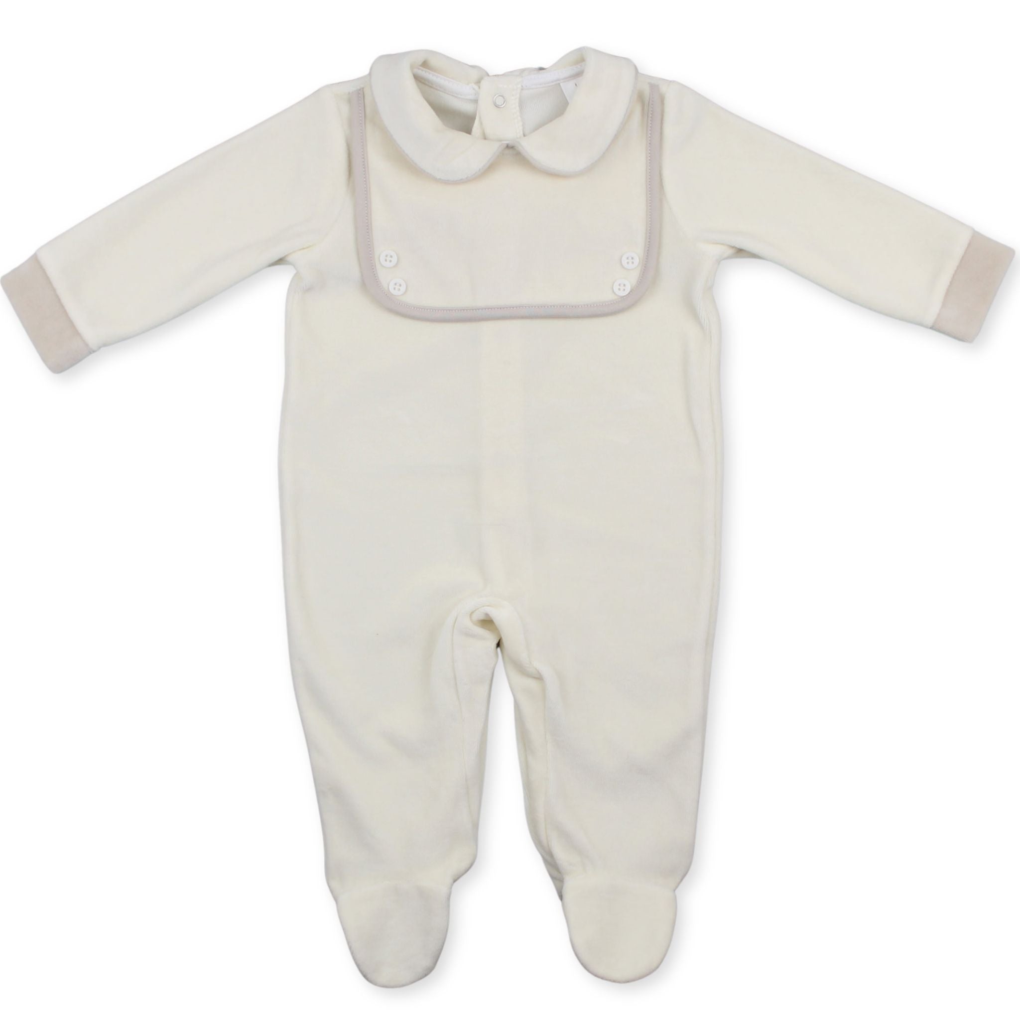 baby boys cream beige all in one sleepsuit