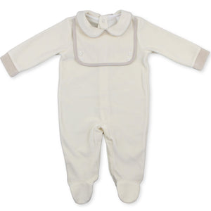 baby boys cream beige all in one sleepsuit