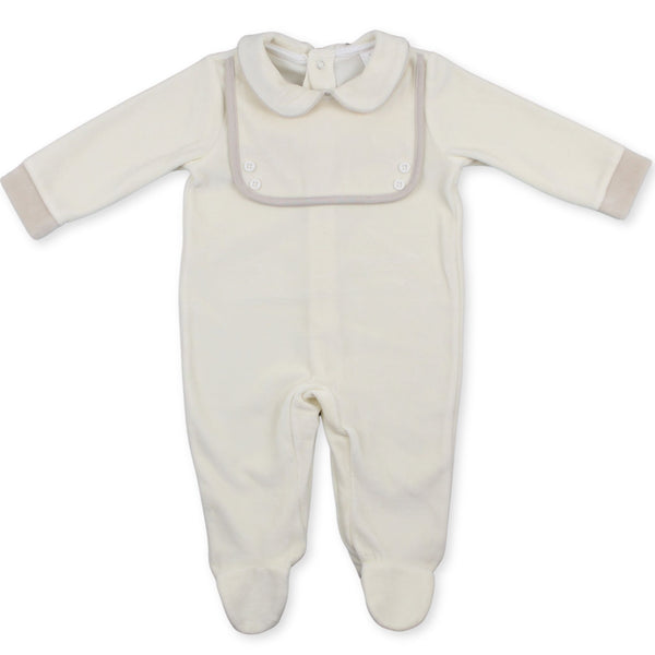 baby boys cream beige all in one sleepsuit
