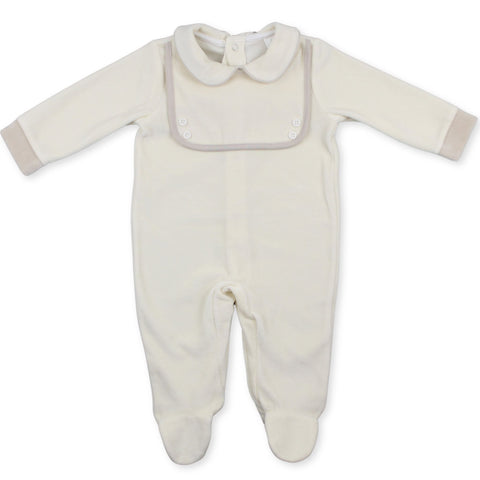 baby boys cream beige all in one sleepsuit