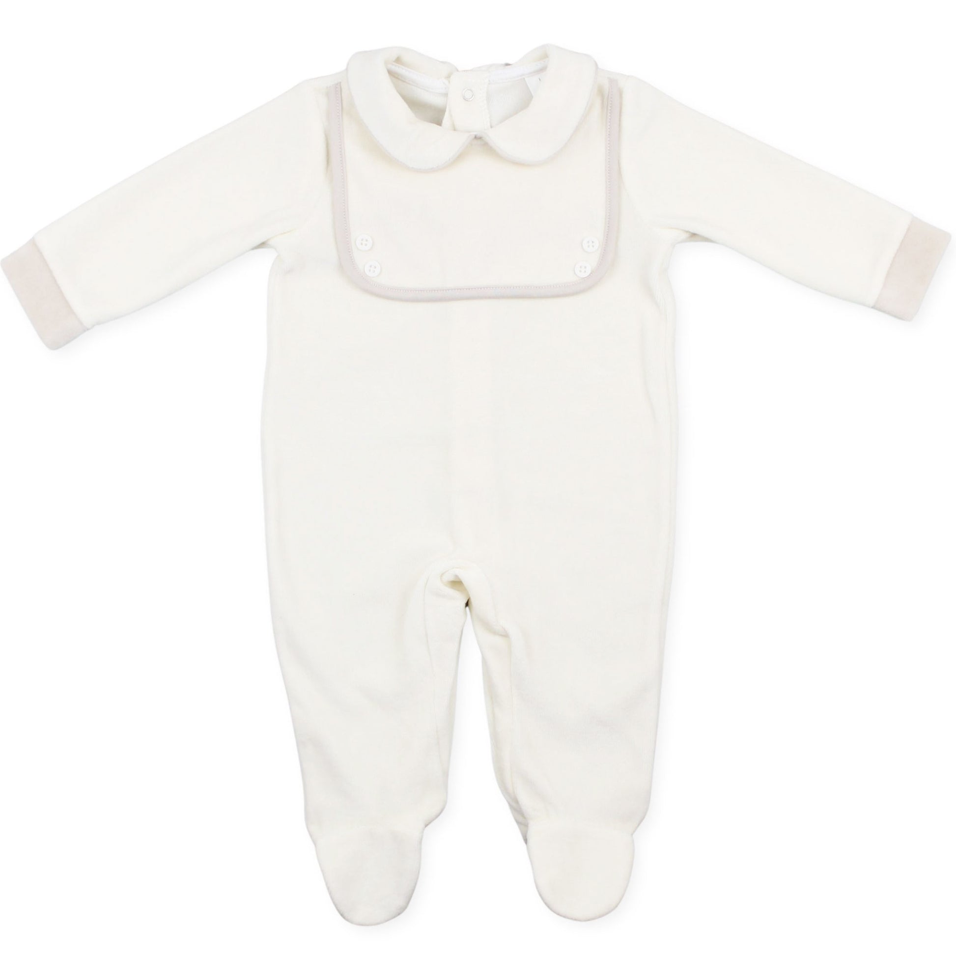 baby boys cream beige all in one sleepsuit