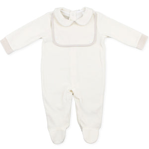 baby boys cream beige all in one sleepsuit
