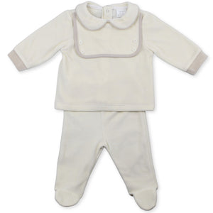 baby boys 2 piece cream and beige outfit