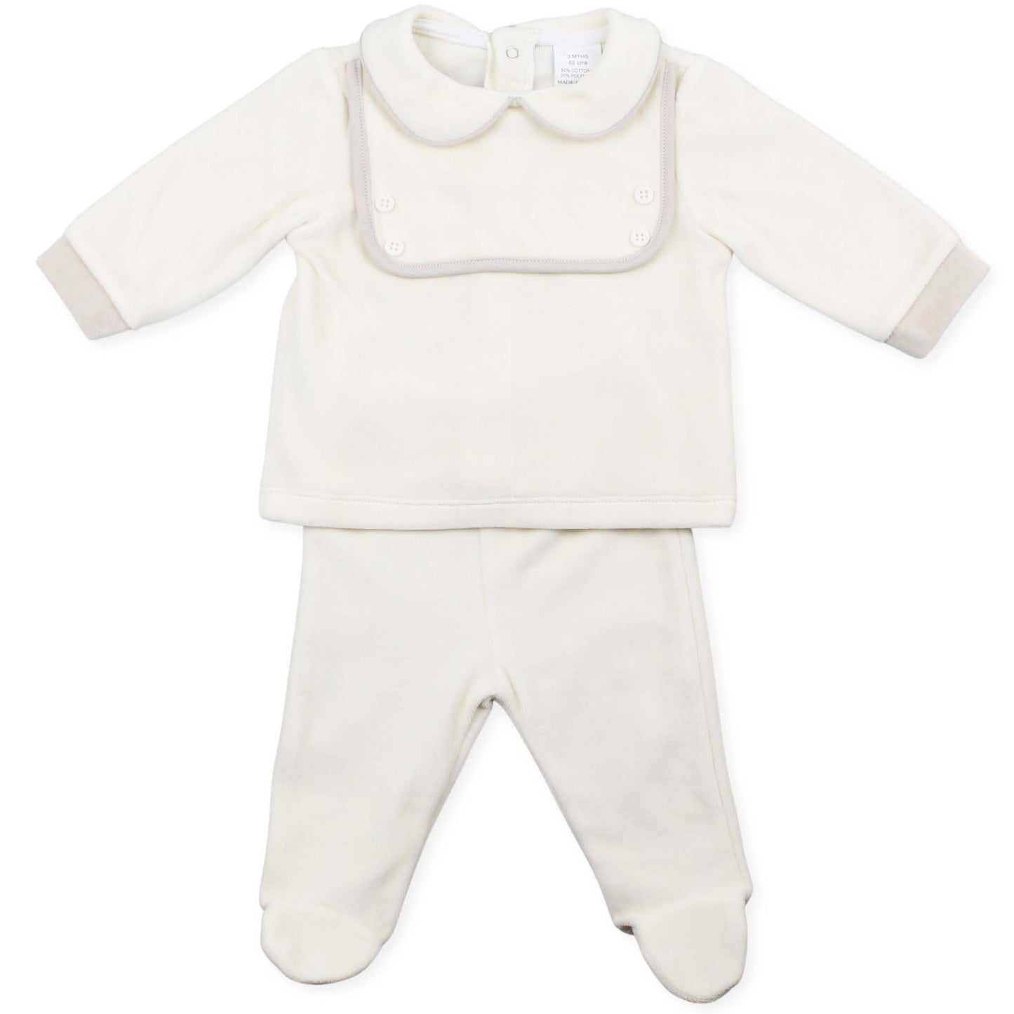 baby boys 2 piece cream and beige outfit