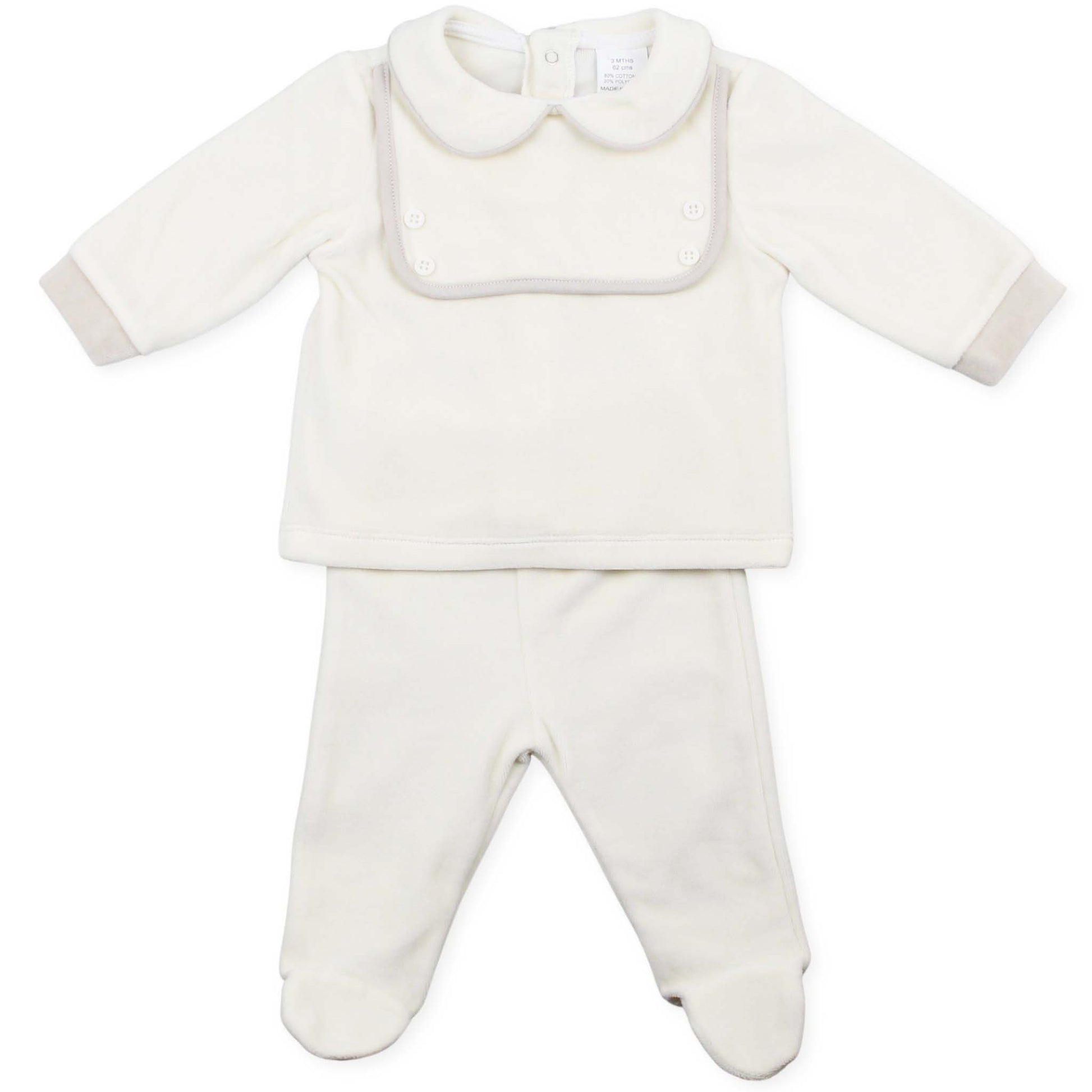 baby boys 2 piece cream and beige outfit