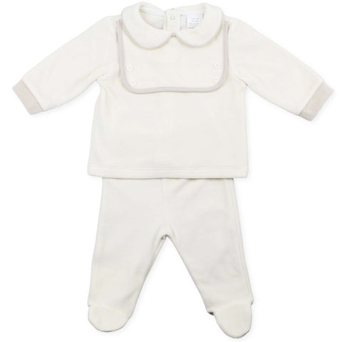 baby boys 2 piece cream and beige outfit