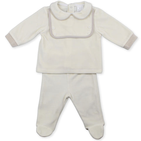 baby boys 2 piece cream and beige outfit
