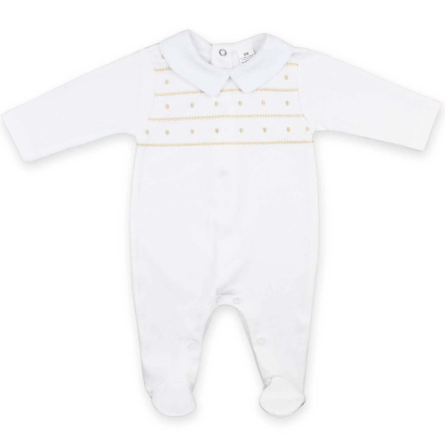baby boy cream sleepsuit