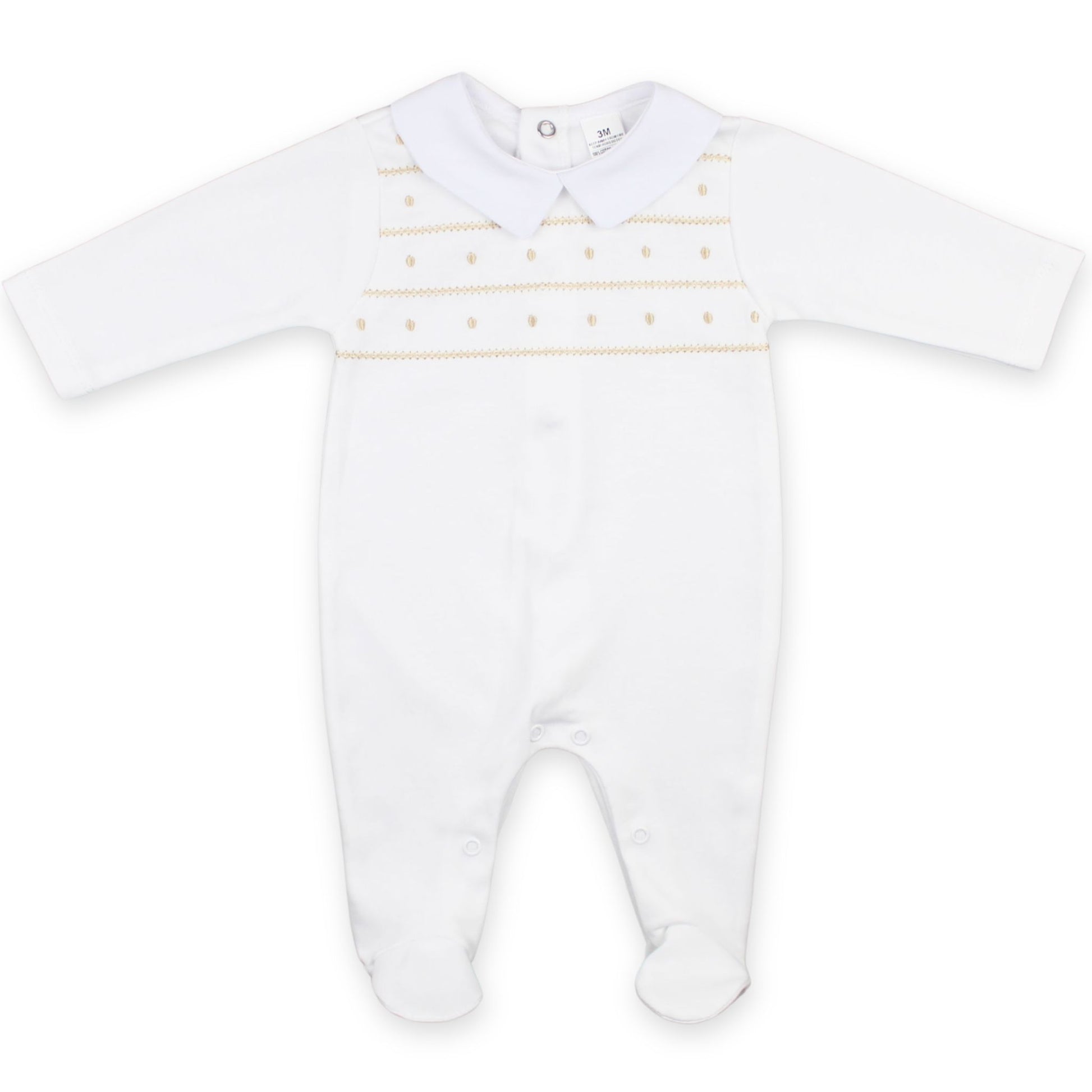 baby boy cream sleepsuit