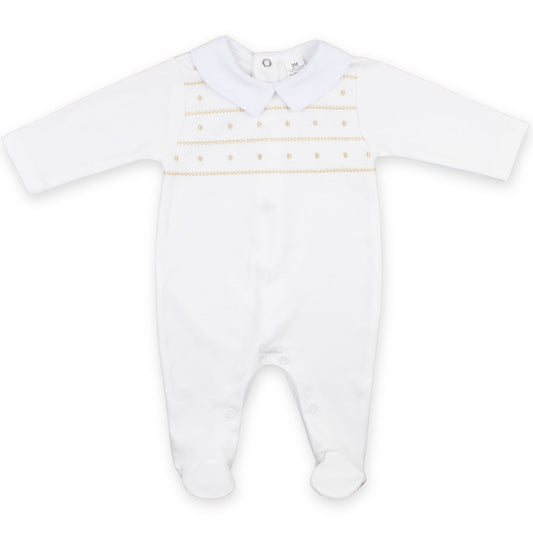 baby boy cream sleepsuit