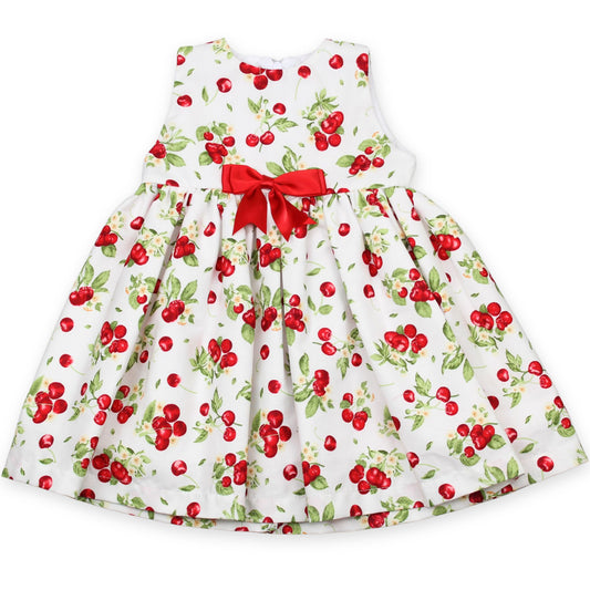baby girl summer dress with cherry print fabric