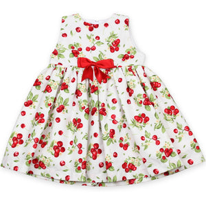 baby girl summer dress with cherry print fabric