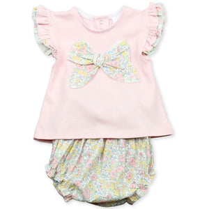baby girls pink two piece floral summer outfit