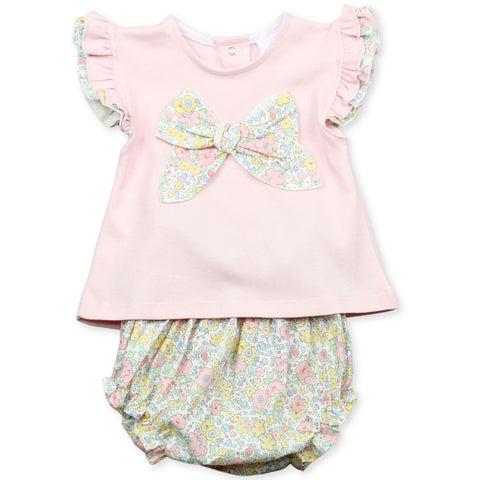 baby girls pink two piece floral summer outfit