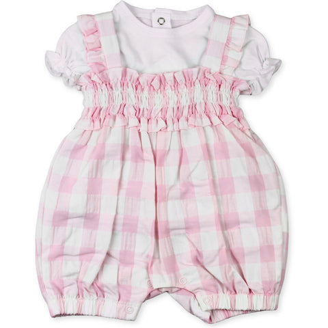checkered baby girls pink and white two piece outfit