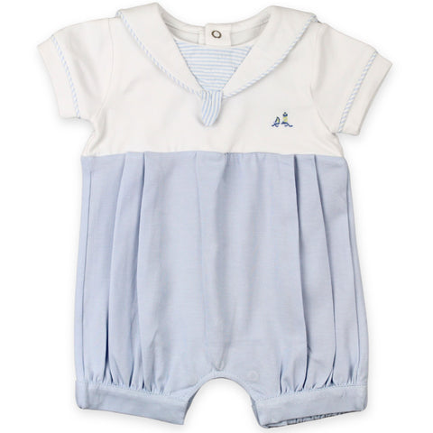baby boys white and blue lighthouse romper