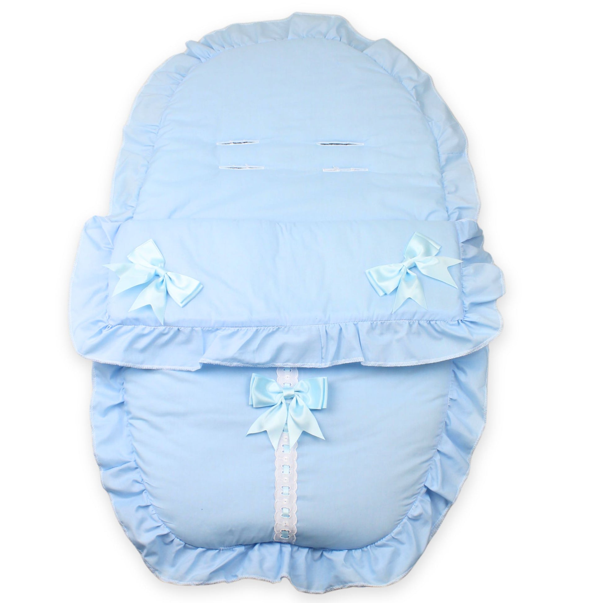 Cosy Toes Baby Car Seat in Blue with Blue Bows – Lullaby Lane