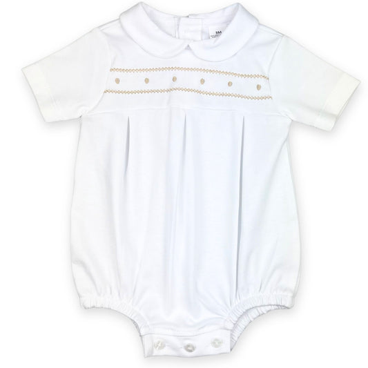 baby white beige romper