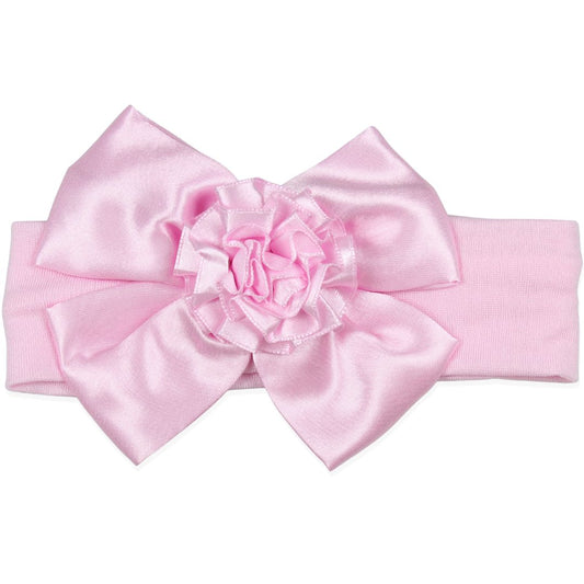 Baby girls pink headband pink with flower bow