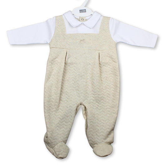 PEX Baby Unisex Beige Rocking Horse Dungaree Sleepsuit
