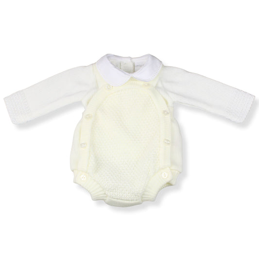 Baby Unisex Knitted Romper & Shirt Outfit-Cream