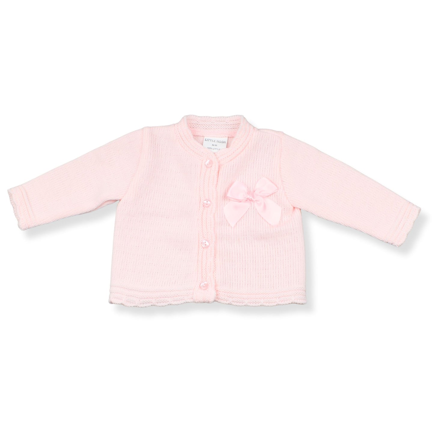 Baby Girls Knitted Cardigan with Bow - Pink