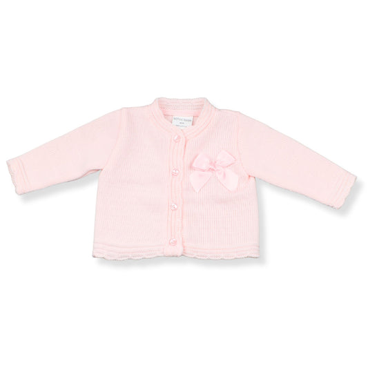 Baby Girls Knitted Cardigan with Bow - Pink