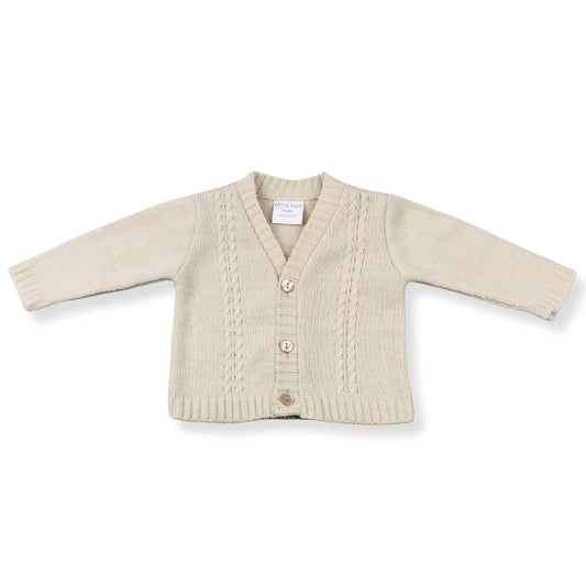 Baby Boys Traditional Cardigan Cable Knit - Beige