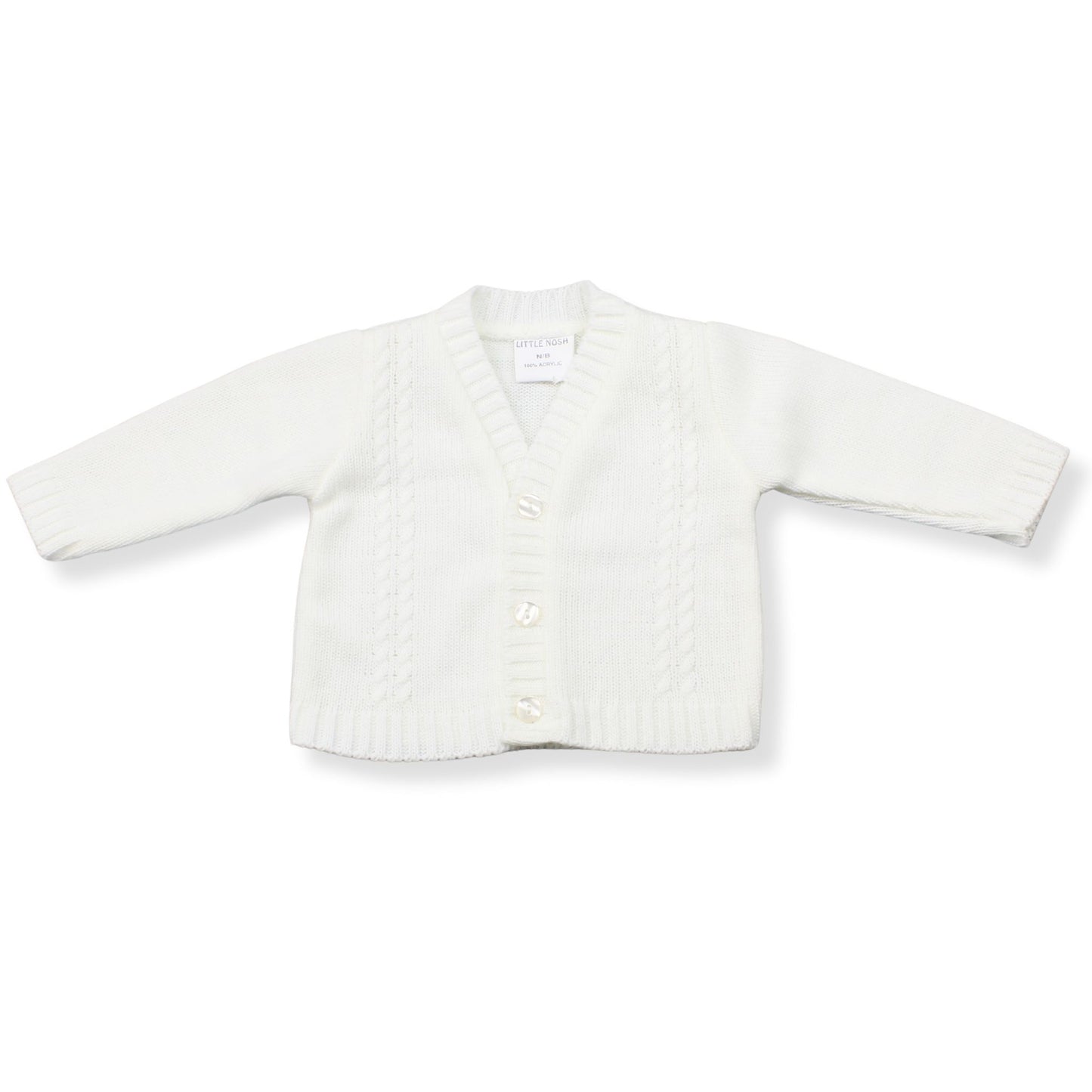 Baby Boys Traditional Cardigan Cable Knit - White