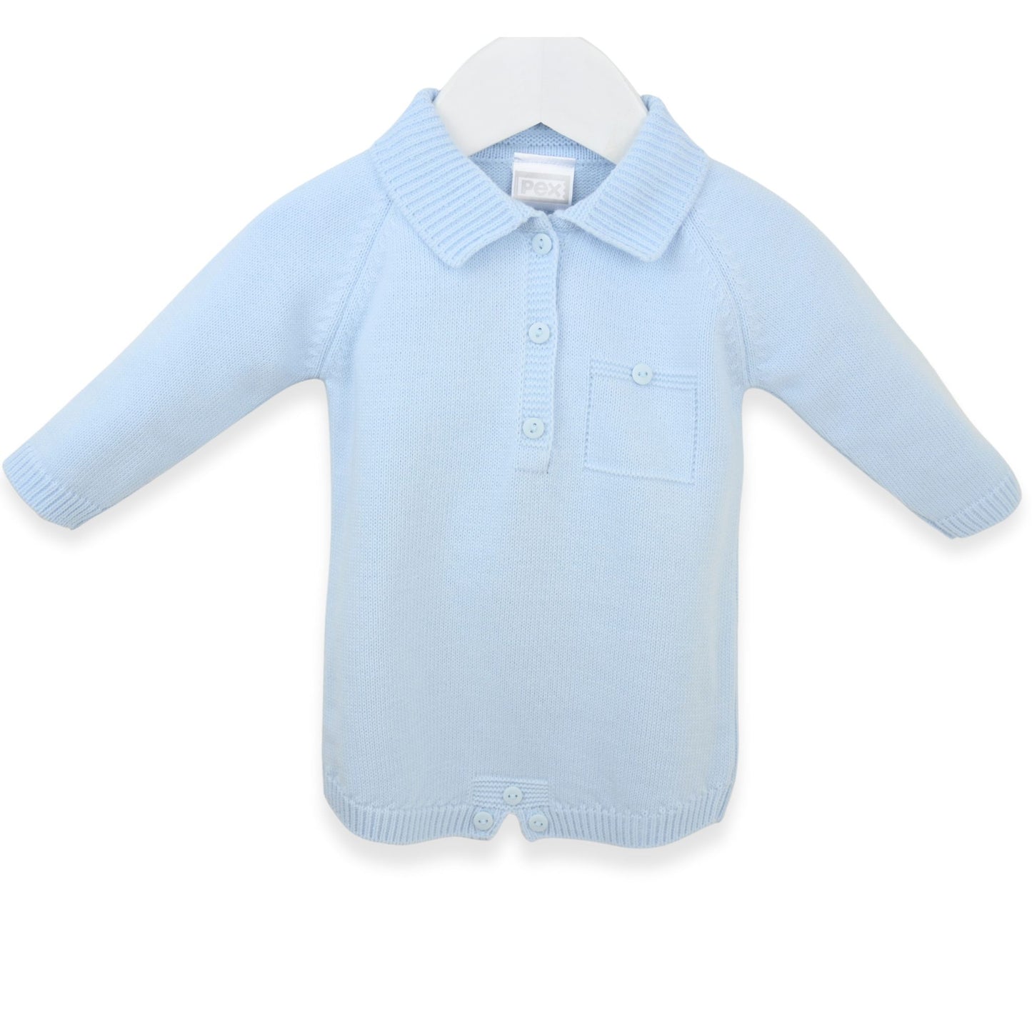 Light blue baby cardigan on a white background