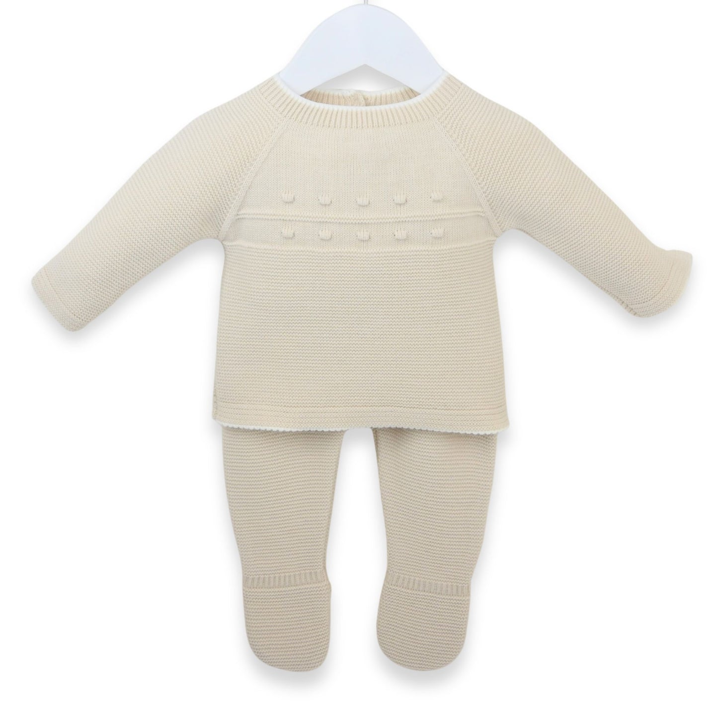 pex beige two piece knitted outfit