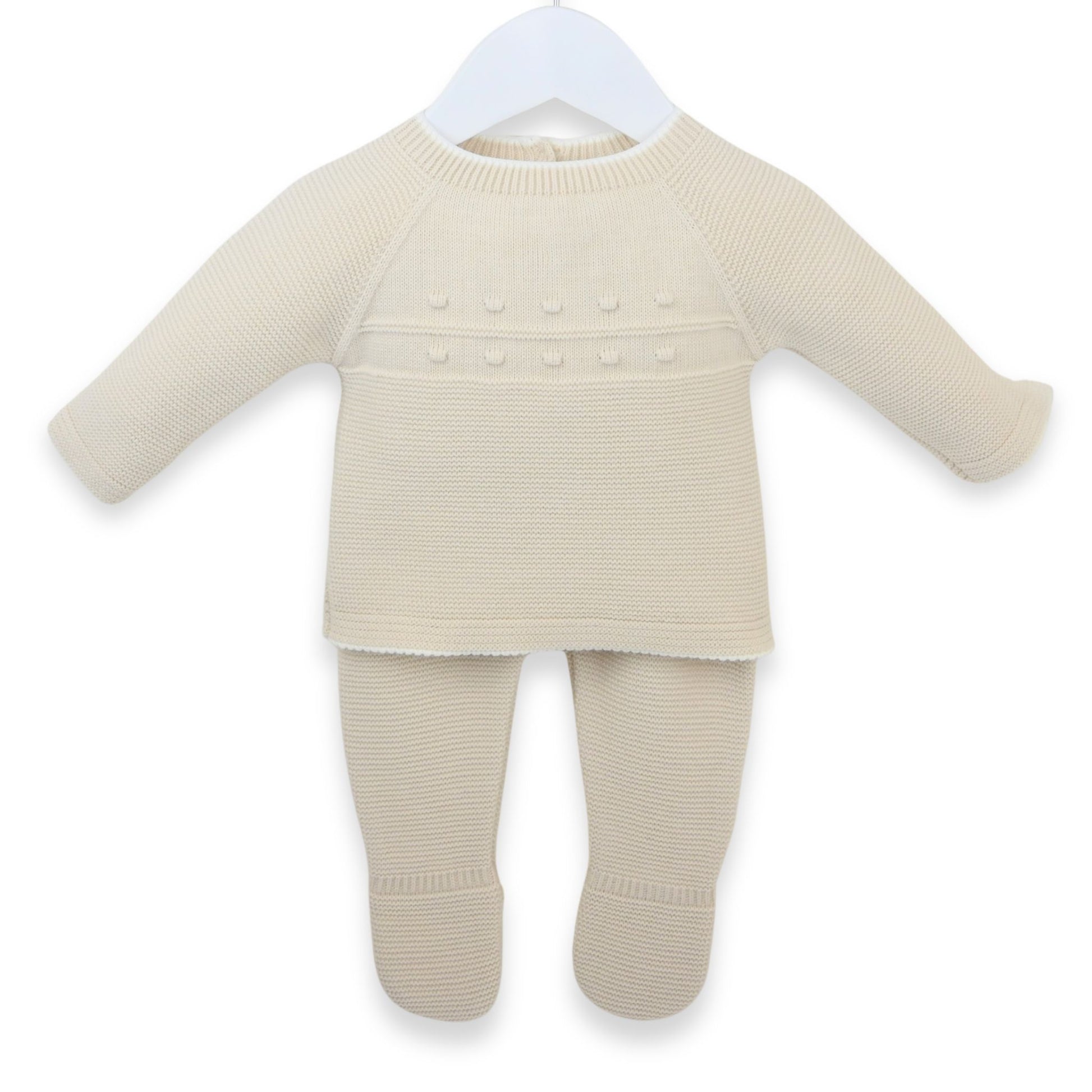 pex beige two piece knitted outfit