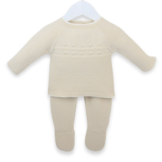 pex beige two piece knitted outfit