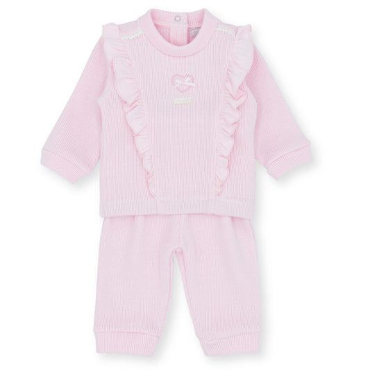 Amore Pink Knitted Baby Outfit - Top & Leggings Set