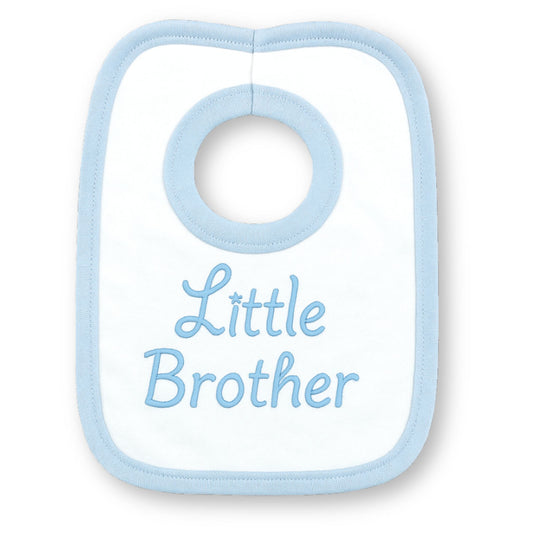 Embroidered "Little Brother" Baby Bib – 2 Colour Options