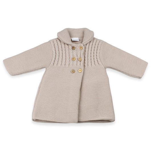 Little Nosh Beige Double Knitted Baby Coat – Made in Portugal