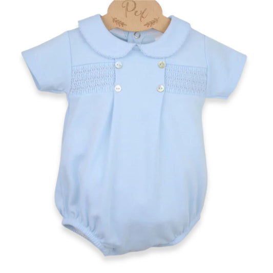 Pex Baby Boys Blue Smocked Romper